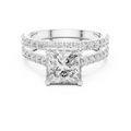 1.5 CT Princess Cut Lab Grown Diamond Split Shank Engagement Ring in white gold — front view by Luzora Jewels