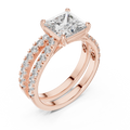 1.5 CT Princess Cut Lab Grown Diamond Split Shank Engagement Ring in rose gold — angled view by Luzora Jewels