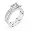 1.5 CT Princess Cut Lab Grown Diamond Split Shank Engagement Ring in white gold — angled view by Luzora Jewels