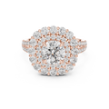1 CT Round Double Halo Lab Grown Diamond Engagement Ring in rose gold — front view by Luzora Jewels