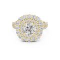1 CT Round Double Halo Lab Grown Diamond Engagement Ring in yellow gold — front view by Luzora Jewels
