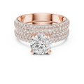 1.5 CT Round Lab Grown Diamond Wide Pave Band Engagement Ring in rose gold — front view by Luzora Jewels