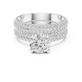 1.5 CT Round Lab Grown Diamond Wide Pave Band Engagement Ring in white gold — front view by Luzora Jewels