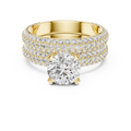1.5 CT Round Lab Grown Diamond Wide Pave Band Engagement Ring in yellow gold — front view by Luzora Jewels