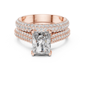 2.5 CT Radiant Cut Lab Grown Diamond Wide Pave Band Engagement Ring in rose gold — front view by Luzora Jewels