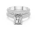2.5 CT Radiant Cut Lab Grown Diamond Wide Pave Band Engagement Ring in white gold — front view by Luzora Jewels