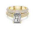 2.5 CT Radiant Cut Lab Grown Diamond Wide Pave Band Engagement Ring in yellow gold — front view by Luzora Jewels