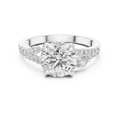 White gold 2.27 CTW lab grown diamond round cut marquise accent engagement ring, front view