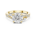 Yellow gold 2.27 CTW lab grown diamond round cut marquise accent engagement ring, front view