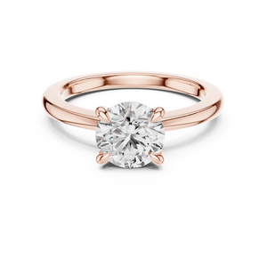 Rose gold 1.50 CTW lab grown diamond round cut solitaire engagement ring, front view