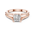 Rose gold 1.04 CTW lab grown diamond princess cut solitaire engagement ring, front view