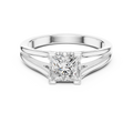 White gold 1.04 CTW lab grown diamond princess cut solitaire engagement ring, front view