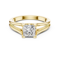 Yellow gold 1.04 CTW lab grown diamond princess cut solitaire engagement ring, front view