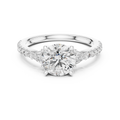 White gold 1.78 CTW lab grown diamond round cut three stone engagement ring, front view