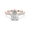 Rose gold 2.29 CTW lab grown diamond pear cut solitaire engagement ring, front view