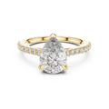 Yellow gold 2.29 CTW lab grown diamond pear cut solitaire engagement ring, front view