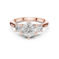 Rose gold 1.81 CTW lab grown diamond round cut three stone engagement ring, front view