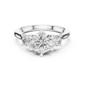 White gold 1.81 CTW lab grown diamond round cut three stone engagement ring, front view