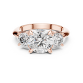 Rose gold 3.50 CTW lab grown diamond round cut three stone engagement ring, front view
