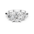 White gold 3.50 CTW lab grown diamond round cut three stone engagement ring, front view