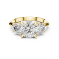 Yellow gold 3.50 CTW lab grown diamond round cut three stone engagement ring, front view