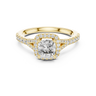 Yellow gold 1.38 CTW lab grown diamond cushion cut halo engagement ring, front view