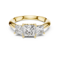 Yellow gold 2.00 CTW lab grown diamond princess cut three stone engagement ring, front view