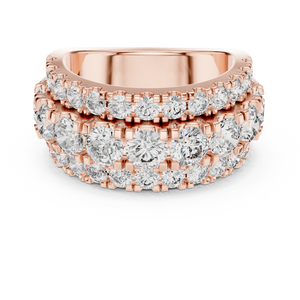 Rose gold 4.26 CTW lab grown diamond round cut wide anniversary band, front view