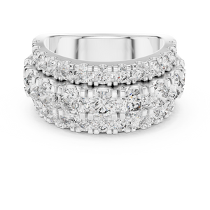 White gold 4.26 CTW lab grown diamond round cut wide anniversary band, front view
