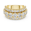 Yellow gold 4.26 CTW lab grown diamond round cut wide anniversary band, front view