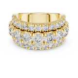 Yellow gold 4.26 CTW lab grown diamond round cut wide anniversary band, front view