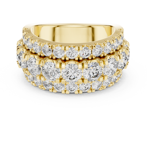 Yellow gold 4.26 CTW lab grown diamond round cut wide anniversary band, front view