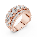 Rose gold lab grown diamond round cut wide anniversary band, angled view
