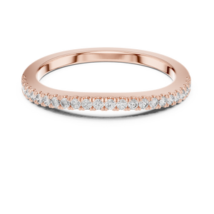 Rose gold 0.22 CTW lab grown diamond round cut half eternity wedding band, front view