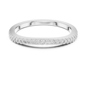 White gold 0.22 CTW lab grown diamond round cut half eternity wedding band, front view