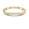 Yellow gold 0.22 CTW lab grown diamond round cut half eternity wedding band, front view