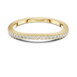 Yellow gold 0.22 CTW lab grown diamond round cut half eternity wedding band, front view