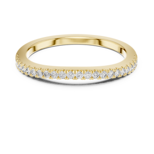 Yellow gold 0.22 CTW lab grown diamond round cut half eternity wedding band, front view