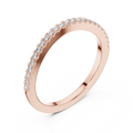 Rose gold lab grown diamond round cut half eternity wedding band, angled view