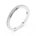 White gold lab grown diamond round cut half eternity wedding band, angled view