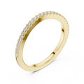 Yellow gold lab grown diamond round cut half eternity wedding band, angled view