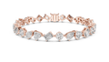 Rose gold 10.29 ct multi-shape diamond tennis bracelet, front view