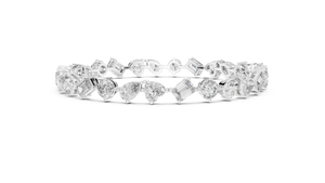 White gold multi-shape diamond tennis bracelet, side view