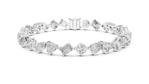 White gold 10.29 ct multi-shape diamond tennis bracelet, front view