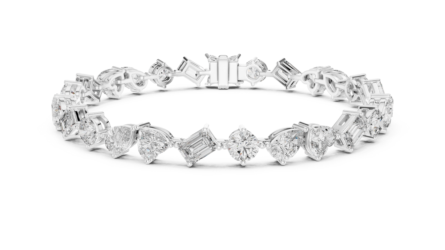 White gold 10.29 ct multi-shape diamond tennis bracelet, front view