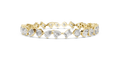 Yellow gold multi-shape diamond tennis bracelet, side view