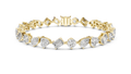 Yellow gold 10.29 ct multi-shape diamond tennis bracelet, front view