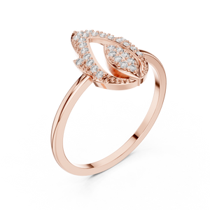 Rose gold open marquise lab grown diamond ring, side view