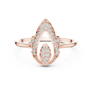 Rose gold open marquise lab grown diamond ring, angled view