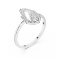 White gold open marquise lab grown diamond ring, side view